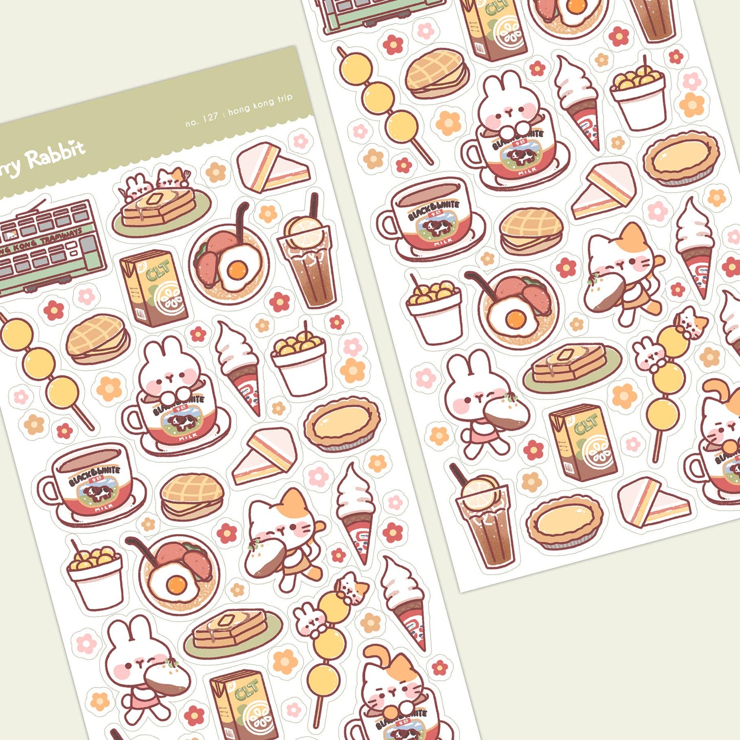 Cherry Rabbit Sticker Sheet - Hong Kong Trip #127