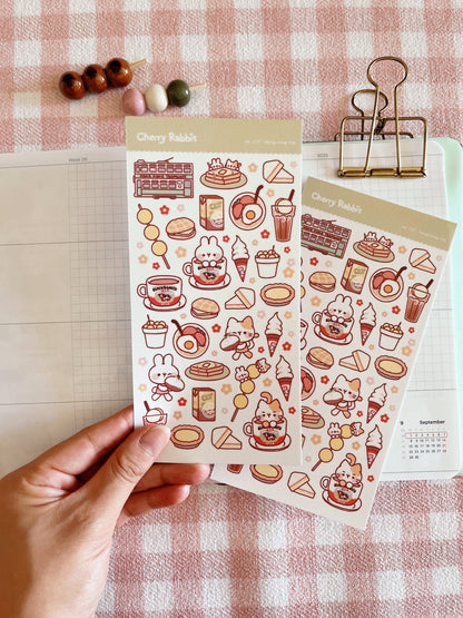 Cherry Rabbit Sticker Sheet - Hong Kong Trip #127