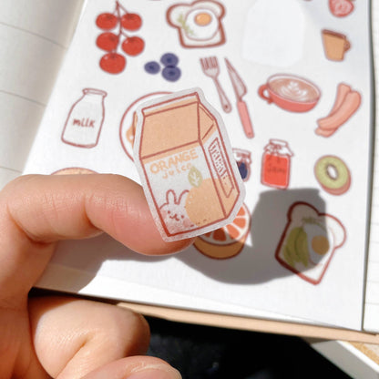 Cherry Rabbit Sticker Sheet - Breakfast