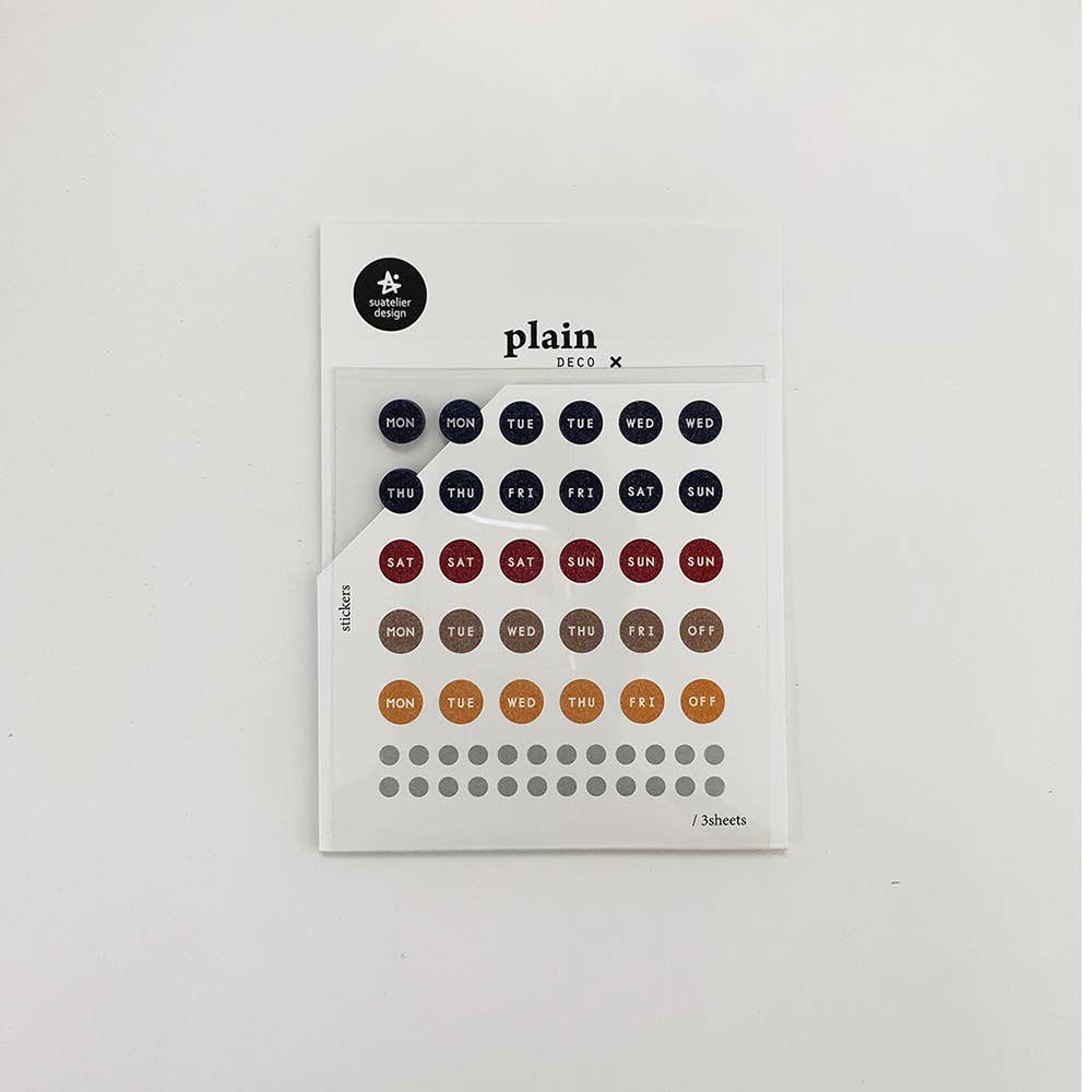 Suatelier Sticker Sheet - Plain 28 (Weekdays)