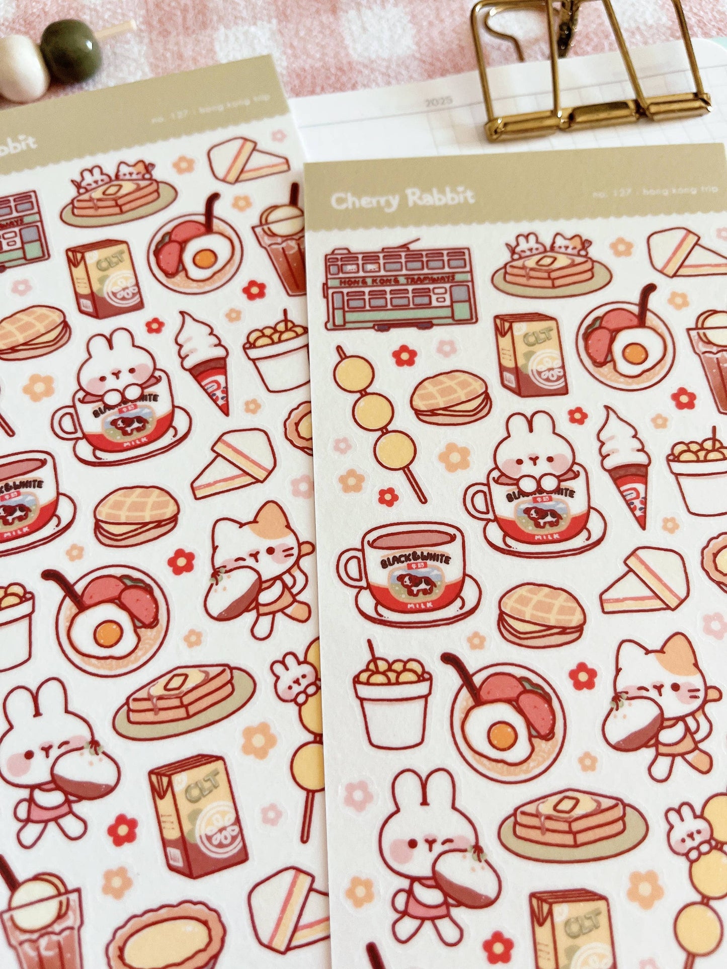Cherry Rabbit Sticker Sheet - Hong Kong Trip #127
