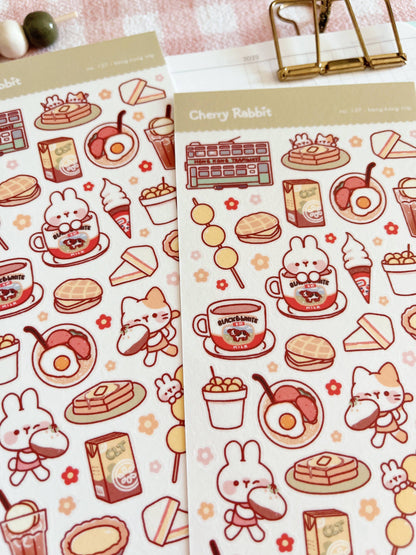Cherry Rabbit Sticker Sheet - Hong Kong Trip #127