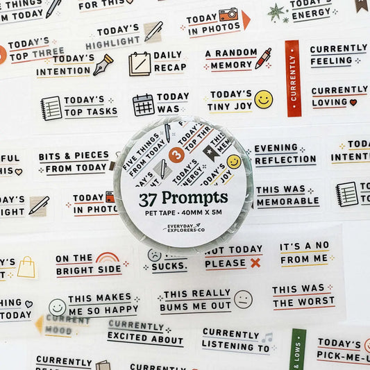Everyday Explorers Co. Kiss-Cut PET Tape - 37 Prompts