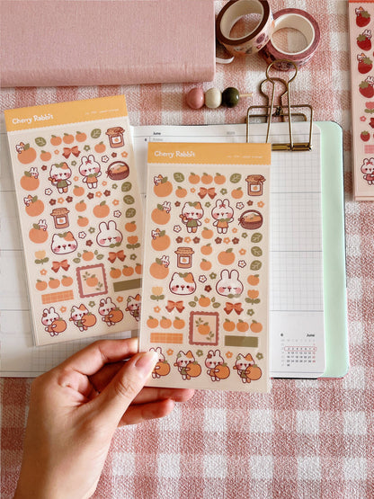 Cherry Rabbit Sticker Sheet - Sweet Orange