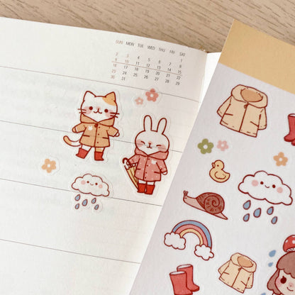 Cherry Rabbit Sticker Sheet - Rainy Days