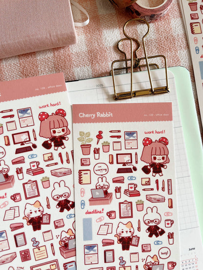 Cherry Rabbit Sticker Sheet - Office Days