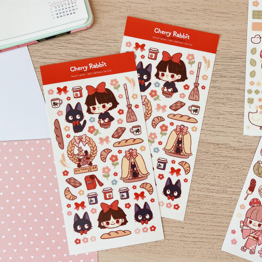 Cherry Rabbit Sticker Sheet - Studio Ghibli: Kiki's Delivery Service