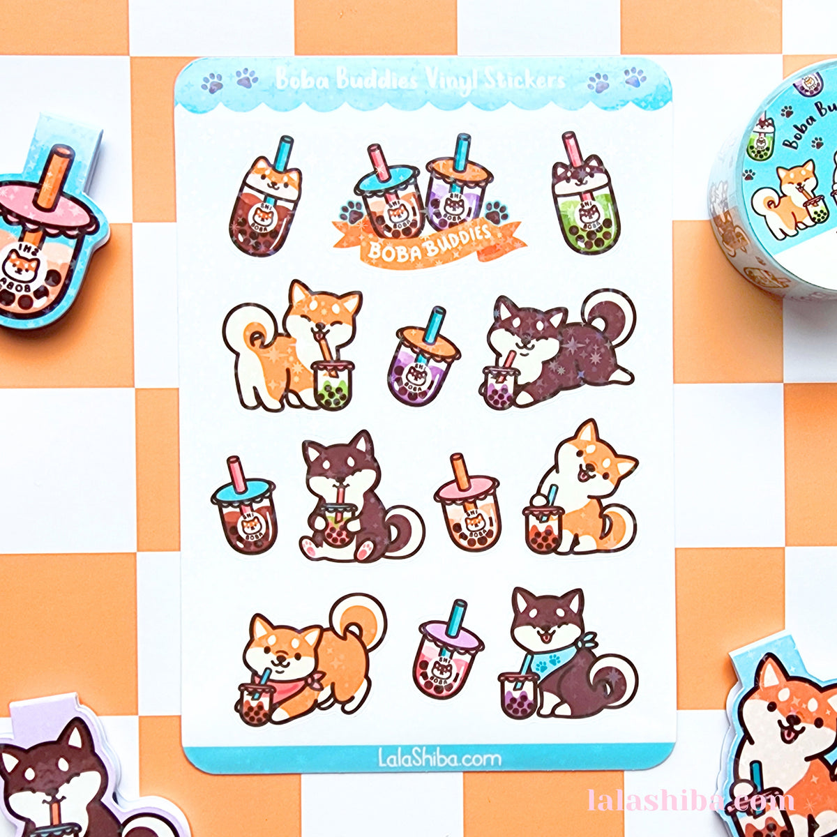 La La Shiba Sticker Sheet - Boba Buddies