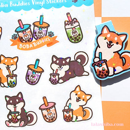 La La Shiba Sticker Sheet - Boba Buddies
