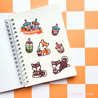 La La Shiba Sticker Sheet - Boba Buddies