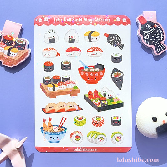 La La Shiba Sticker Sheet - Let's Roll Sushi