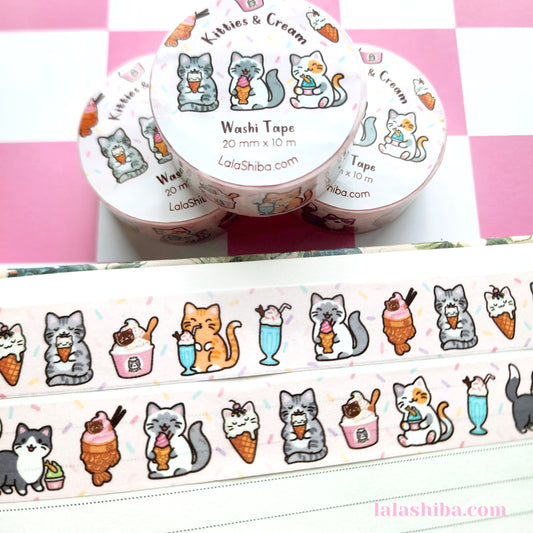 La La Shiba Washi Tape - Kitties & Cream