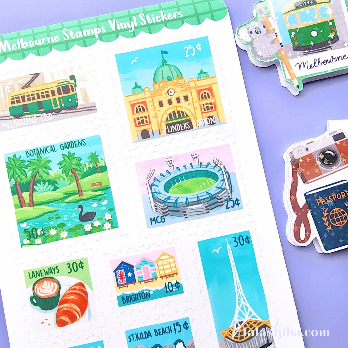La La Shiba Sticker Sheet - Melbourne Stamps