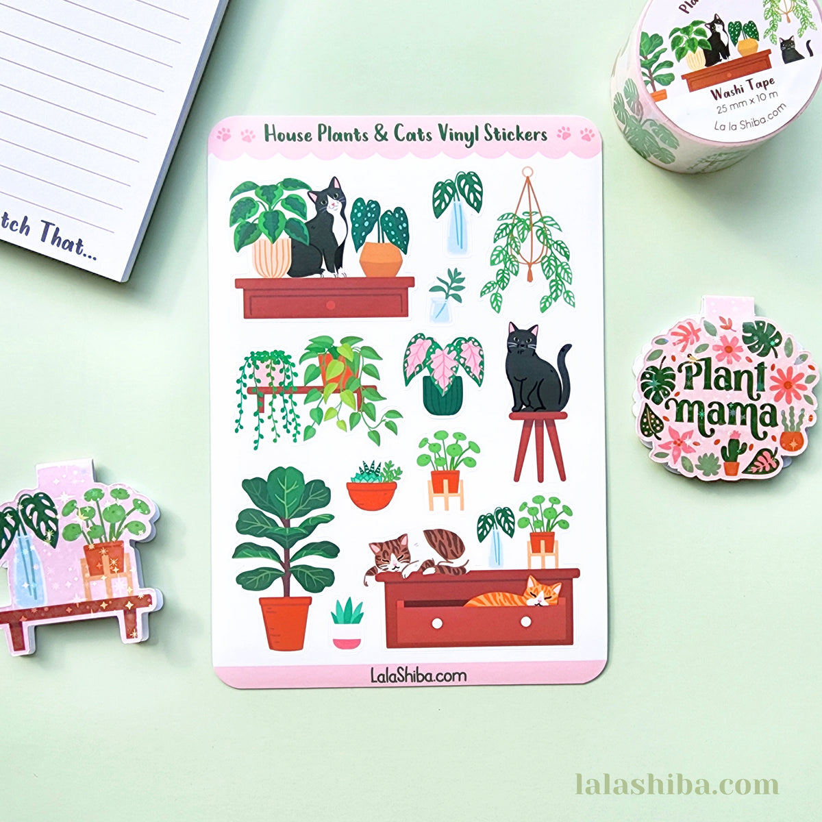 La La Shiba Washi Tape - Plants & Cats