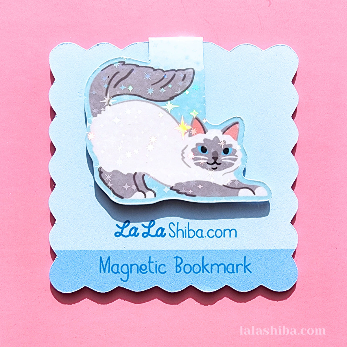 La La Shiba Magnetic Bookmark - Siamese Cat Stretching