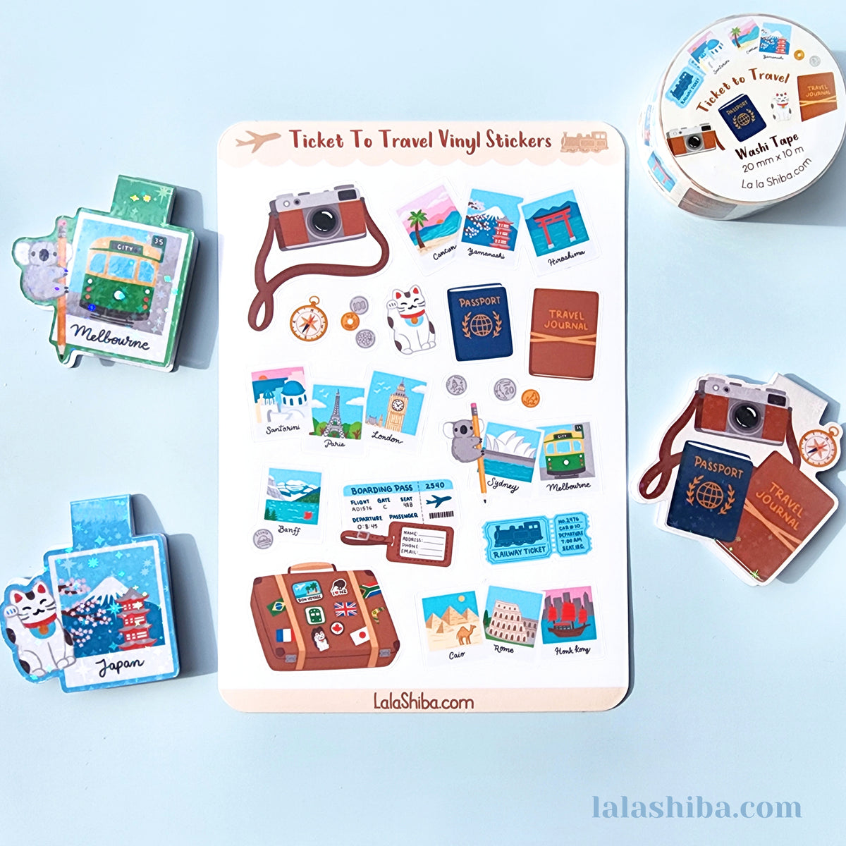 La La Shiba Sticker Sheet - Ticket To Travel