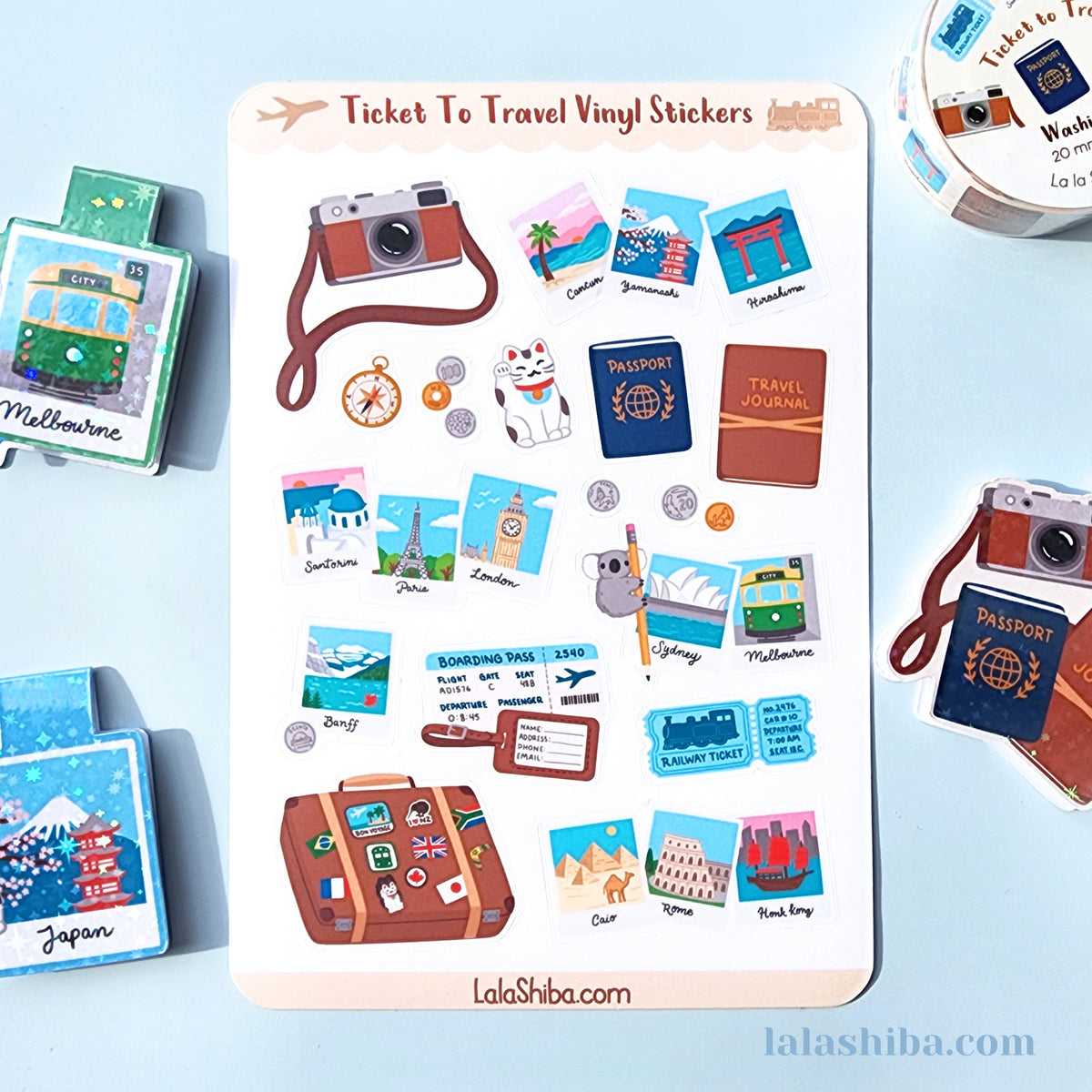 La La Shiba Sticker Sheet - Ticket To Travel